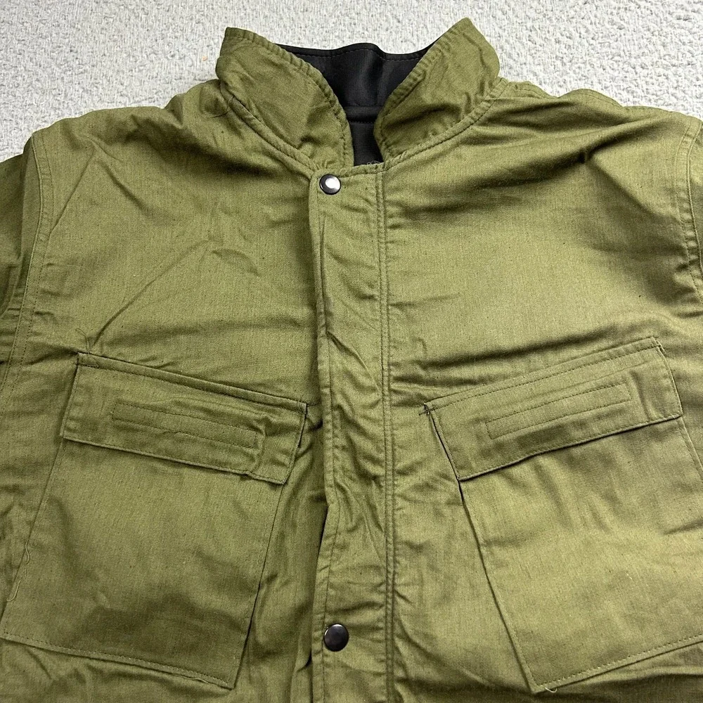 Vintage US Military Chemical Protective Jacket Mens XS Green 80s Zip Snap